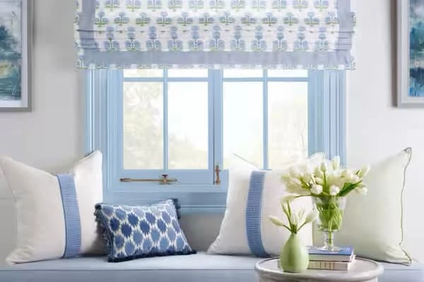 Blue And White Custom Window Treatment By Pasquarello Interiors